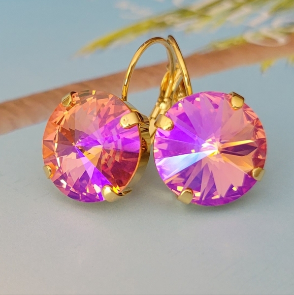 Austrian Crystal Earrings in Gold - Picture 6 of 14